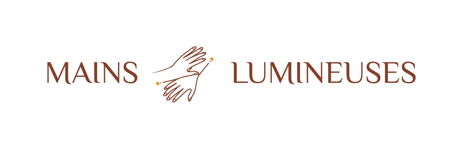 Logo horizontal couleur terracotta du site Mains Lumineuses